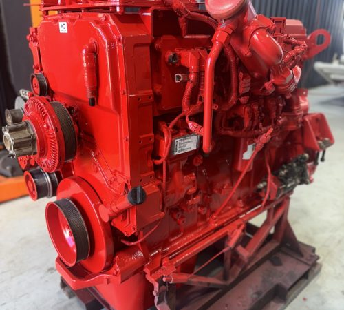 Red diesel engine on a workshop stand — Toowoomba Heavy Diesel in Harristown, QLD