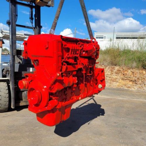 Red Engine Being Lifted By A Crane - Diesel Mechanic in Harristown, QLD